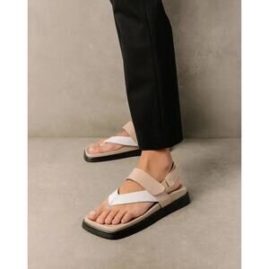 Alohas Women’s Decade Bicolor Brown/Cream Leather Thong Sandals EU 42 US 11-11.5